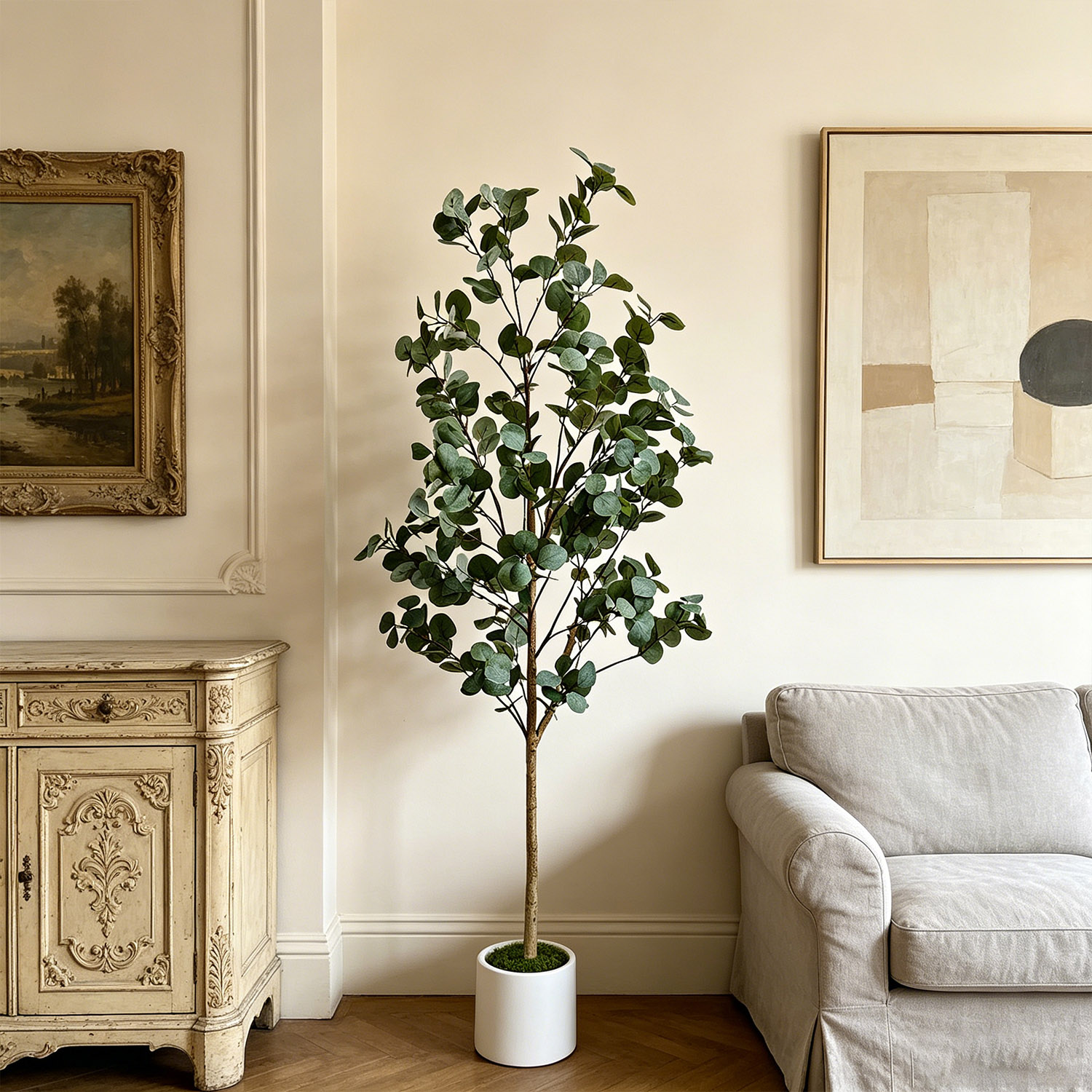 Dracaena Marginata - Albero di Eucalipto Artificiale 120-155Cm/5.1Ft, Fogliame